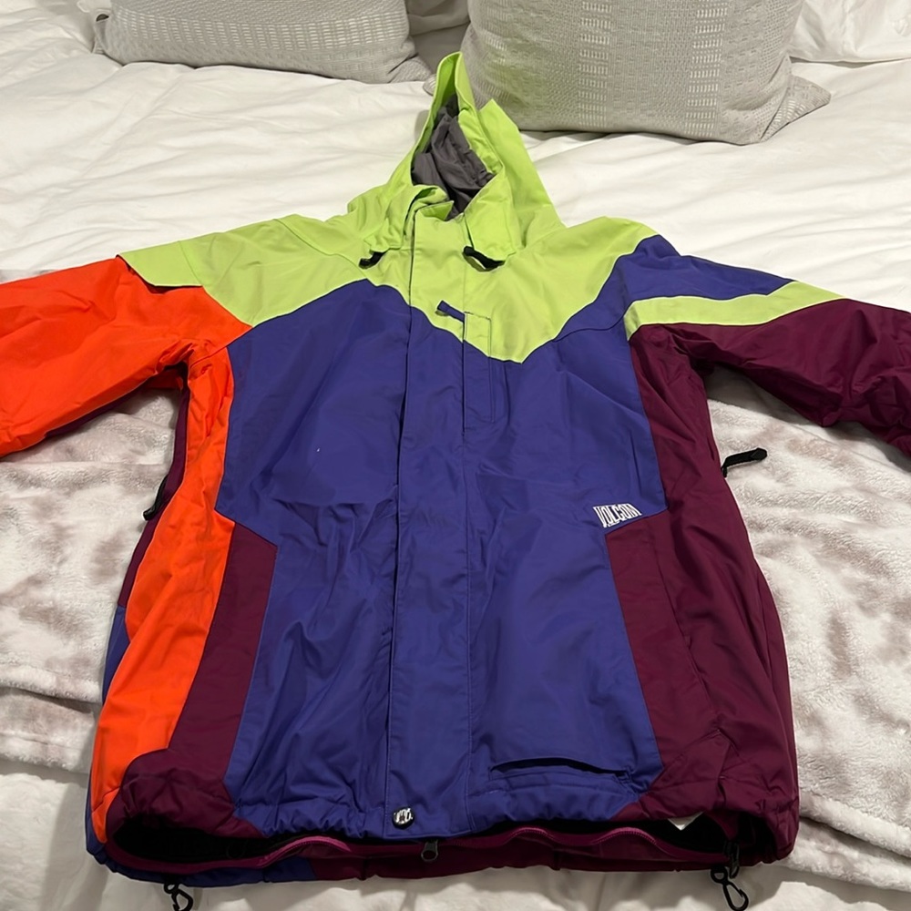 Volcom Men's Colorblock Ski Jacket - Purple, Lime, Orange, Burgundy